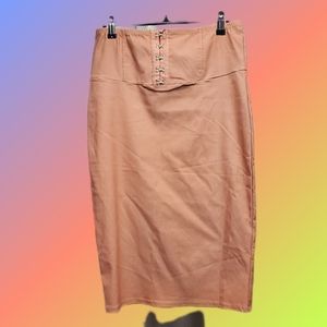 Dusty Pink Corset Pencil Skirt by Bozzolo